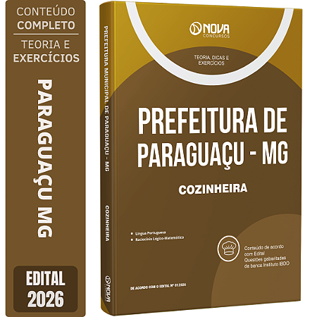 Apostila Prefeitura de Paraguaçu MG 2026 - Cozinheira