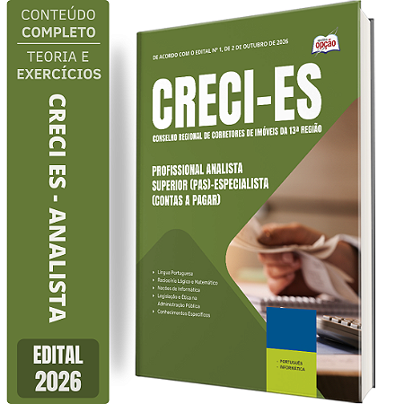 Apostila CRECI ES 2026 Profissional Analista Superior - Especialista (Contas a Pagar)