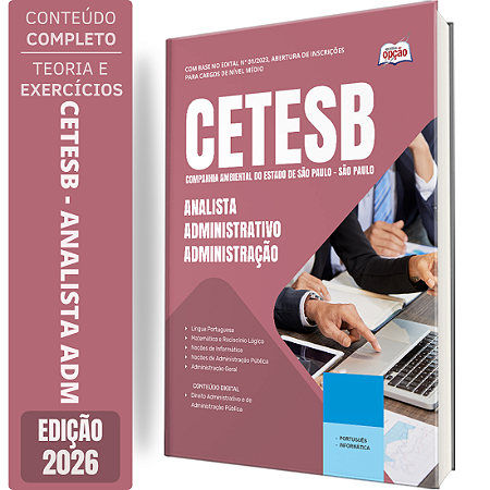 Apostila CETESB SP 2026 Analista Administrativo - Administração