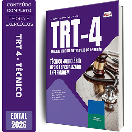 Apostila TRT4 2026 Técnico Judiciário - Especialidade Enfermagem
