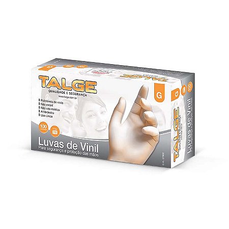Luva Talge P/ Procedimento Vinil C/ PÓ M Cx C/100