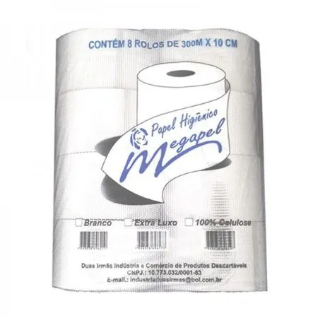 Papel Higienico Rolão Megapel Extra Luxo 8X300 Mt