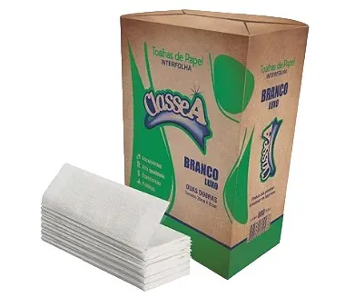Papel Interfolha Classe A 20X21 Bco Luxo 2 Dobras Folha Simples C/800