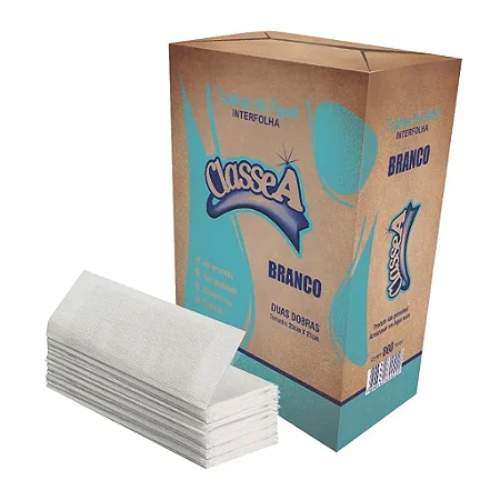 Papel Interfolha Classe A Branco 20X21 2 Dobras Folha Simples C/ 800 Fls