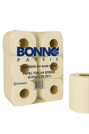 Papel Toalha Bobina Bonno Branca 20X200 Mts.C/6
