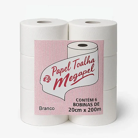 Papel Toalha Bobina Megapel 20X200 Branco C/6