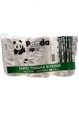 Papel Toalha Bobina Panda 100% Celulose 20X150 C/6 - rrlimp.com.br