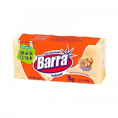 Sabão Barra Glicerinado Tradicional 5X200