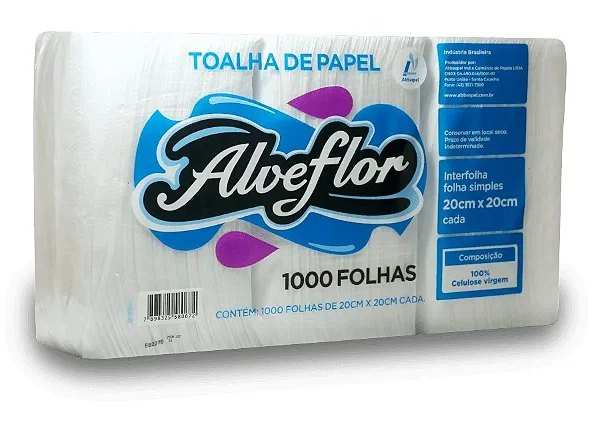 Papel Toalha Interfolha 100% Celulose Alveflor