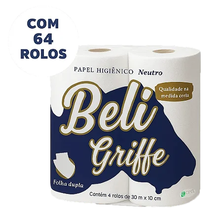 Papel Higiênico Beli Griffe Bco/ Azul Fardo C/64