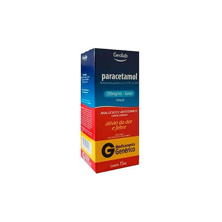 Paracetamol de 200mg/mL da Geolab - 1 Frasco Gotejador com 15mL