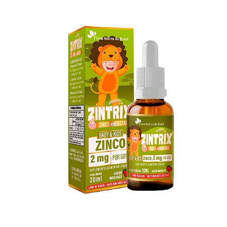 Zintrix, Vitamina Zinco 2mg, Sabor Morango, Flora Nativa - Frasco 20ml