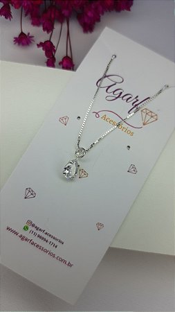 Colar em prata 925 zircônia Oval Cristal