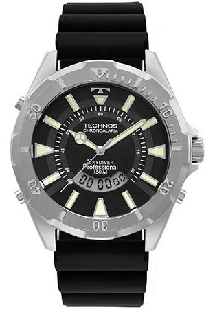 Relógio Technos Masculino Anadigi Skydiver Preto Wt205fz/2p