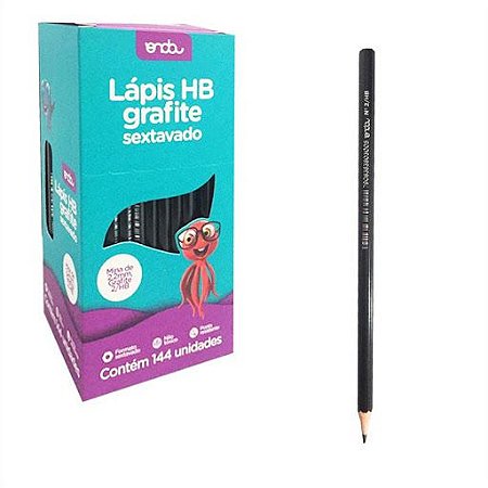 LAPIS PRETO HB N.2 REDONDO RESINADO C/144 UND ONDA