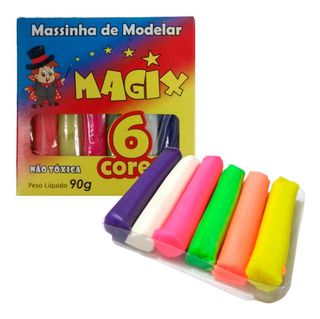 KIT C/ 6 MASSAS DE MODELAR 6 CORES MAGIX 90G