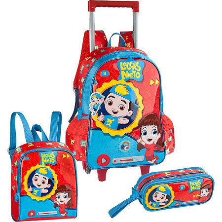 Kit Escolar Luccas Neto Mochila Com Rodinha Lancheira E Estojo Clio