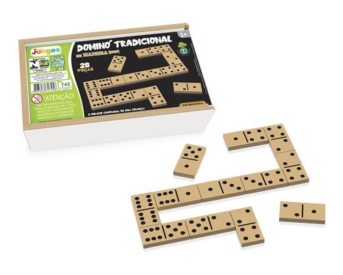 DOMINO TRADICIONAL MADEIRA MDF 28 PEÇAS JUNGLES REF.745