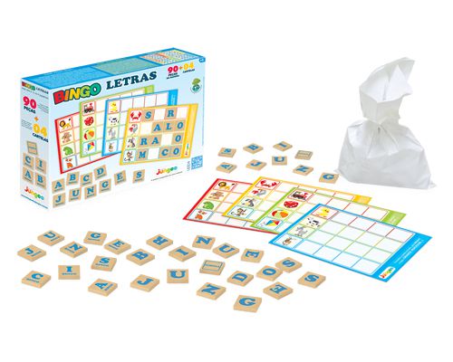 BINGO LETRAS MDF COM 90 PEÇAS + 4 CARTELAS JUNGLÇES REF.705