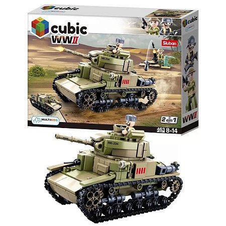 LEGO CUBIC WWII TANQUE DE GUERRA 463 PÇS MULTIKIDS