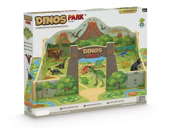 DINOS PARK EM MADEIRA COM 10 DINOSSAUROS JUNGES
