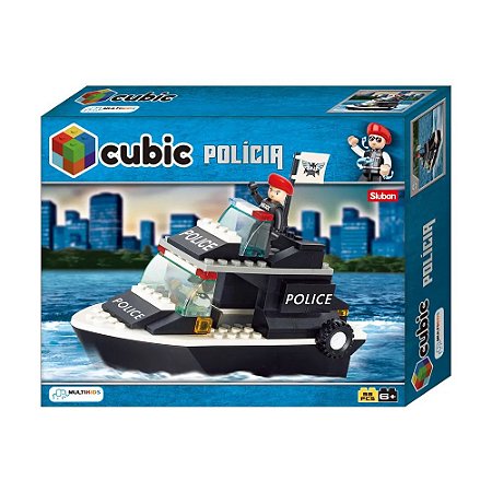 LEGO CUBIC POLICIA GUARDA COSTEIRA 98PÇS MULTIKIDS BR833