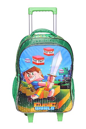 MOCHILA INFANTIL RODINHA CUBIC WORLD MINECRAFT