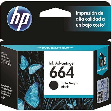 CARTUCHO HP 664 PRETO 2ML F6V29AB ORIGINAL