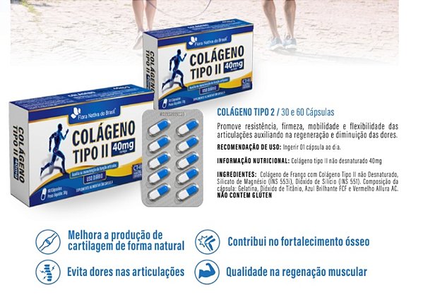 Colágeno tipo II (auxilia na saúde das articulações) - 40 mg
