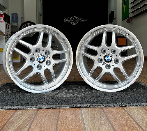 RODA RAW BMW M5 E34 PRATA DIAMANTADA ARO 17X7 FURAÇÃO 5X120
