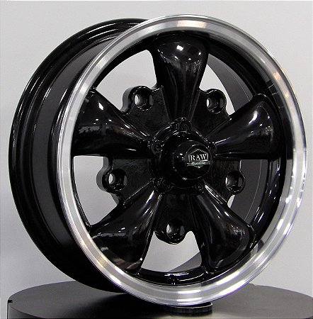 RODA RAW CLASSICS 5 SPOKE PRETO DIAMANTADA ARO 15X5,5 FURAÇÃO 5X205