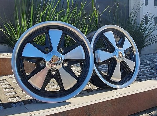 RODA 911 FUCHS PRETO DIAMANTADO ARO 15 DUAS TALAS Furação 5X112