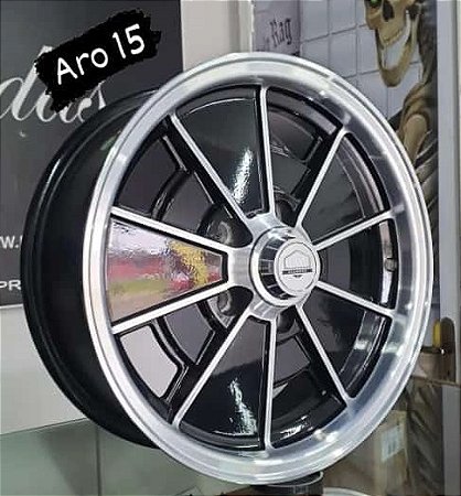 RODA BRM PRETA DIAMANTADA ARO 15X5,5 FURAÇÃO 5X112 KOMBI