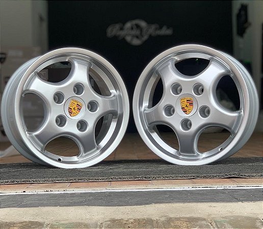 RODAS PORSCHE CUP 1 ARO 15 DUAS TALA 4,5 - 5,5 OU 6,5 FURAÇÃO 5X130 PRATA