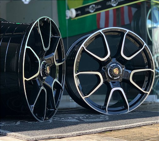 RODAS PORSCHE TURBO ARO 20  FURAÇÃO 5X130 PRETO DIAMANTADO