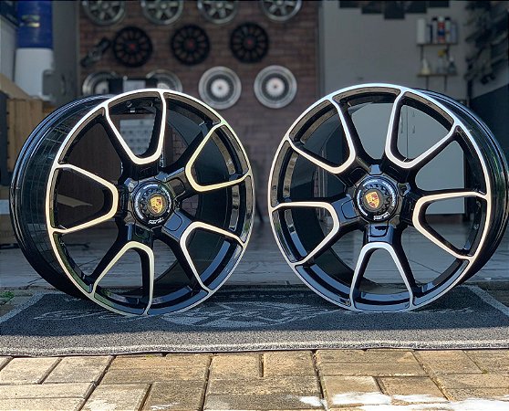 RODAS PORSCHE TURBO ARO 21  FURAÇÃO 5X130 PRETO DIAMANTADO