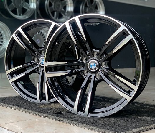 RODAS BMW M3 ARO 19 TALA 8’5 E 9,5 FURAÇÃO 5X120 PRETA DIAMANTADA