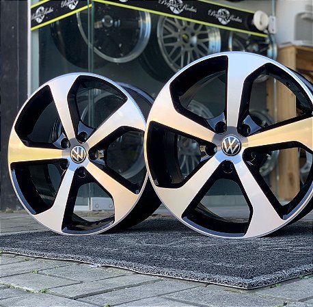 RODAS GOLF ARO 18 FURAÇÃO 5X112 PRETO DIAMANTADO