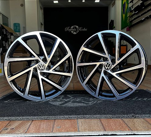 RODAS R SEVEN S275 ARO 17 FURAÇÃO 5X100 PRETO DIAMANTADO