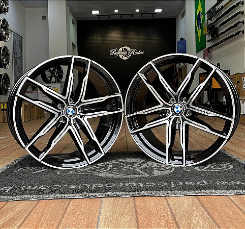 RODAS BMW LEGEND ARO 20 DUAS TALAS FURAÇÃO 5X112 PRETO DIAMANTADO