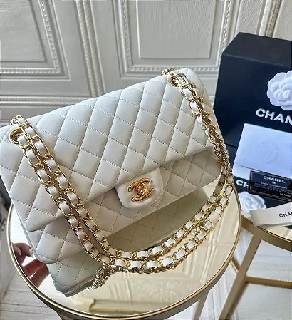 Bolsa Chanel 2.55 Branca Lambskin Italiana