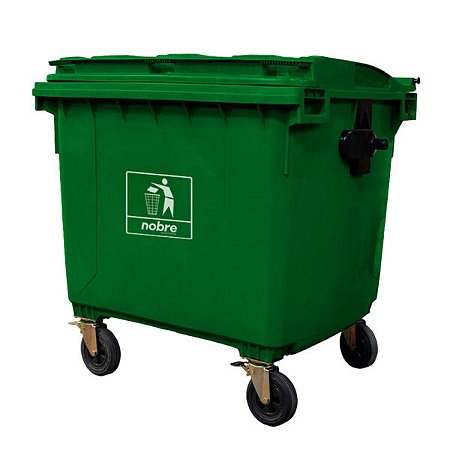 Coletora plastica 660l. ( sem pedal, c/ rodas e engate p/ coleta mecanizada) Verde - Nobre