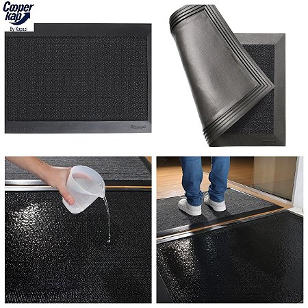TAPETE KAPAZI SANITIZANTE PRETO 38CM X 58CM COM BORDA 5CM PROTECASA