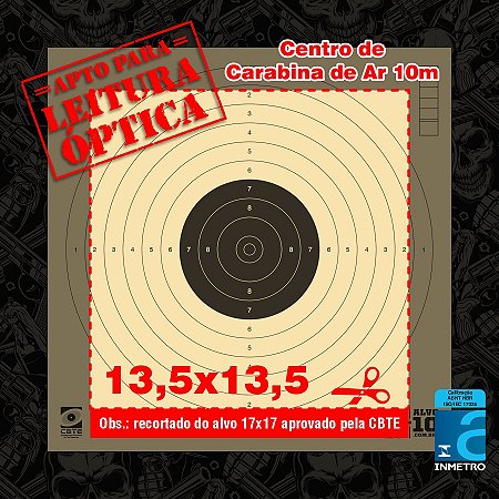 Centro Alvo de Pistola de Ar 13,5x13,5 cm Carabina Mira Aberta | 100 Alvos