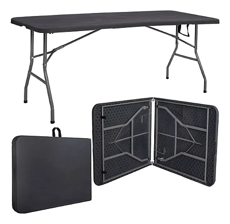 Mesa Dobrável 180cm x 75cm x 74cm Preta