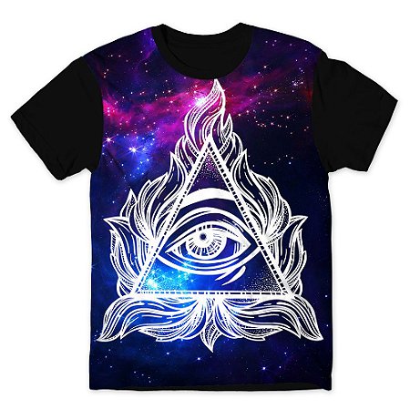 Camiseta T-shirt As Braba Olho Piramide Galaxia Full Print Preta