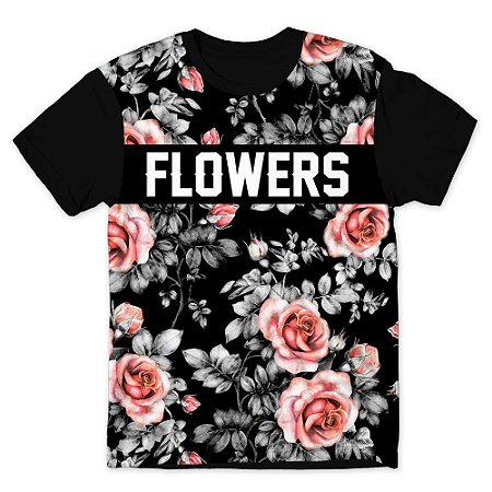 Camiseta T-shirt As Braba Flowers Full Print Preta
