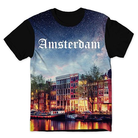 Camiseta T-shirt As Braba Amsterdam Full Print Preta