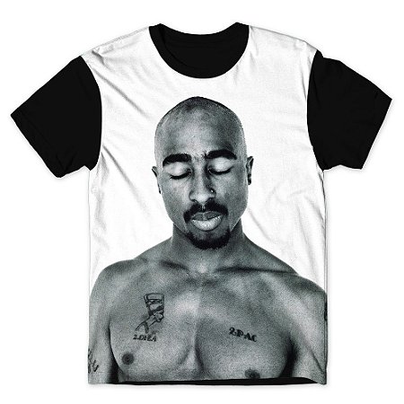 Camiseta T-shirt As Braba 2pac Olhos Fechados Full Print Preta