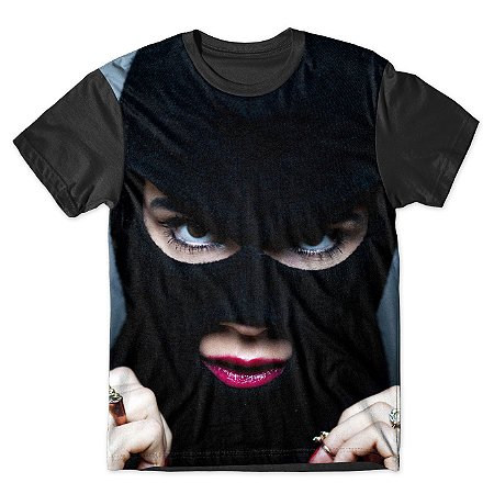 Camiseta T-shirt As Braba Bandida Rosto Full Print Preta